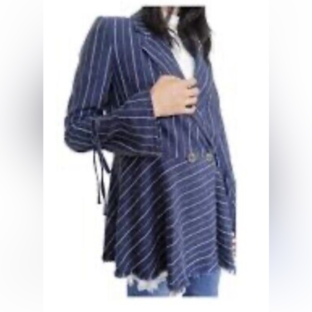 Free People Stella Blue Striped Blazer